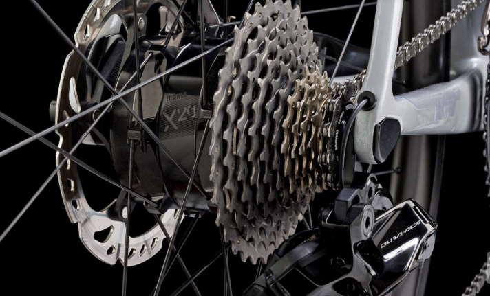 Close-up of a Mahle X20 e-bike motor on a modern electric road bike