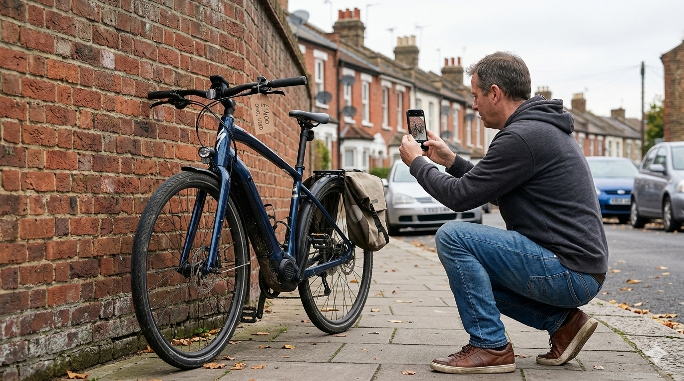 a man photographing a used e-bike to sell in the uk